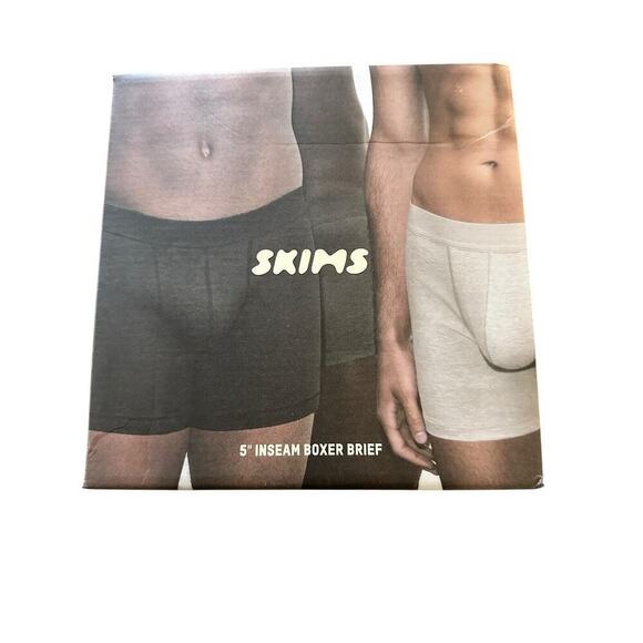 New Skims 5" Inseam Boxer Brief 3 Pack Onyx, Gun Metal And Heather Gray Size M - Picture 1 of 4